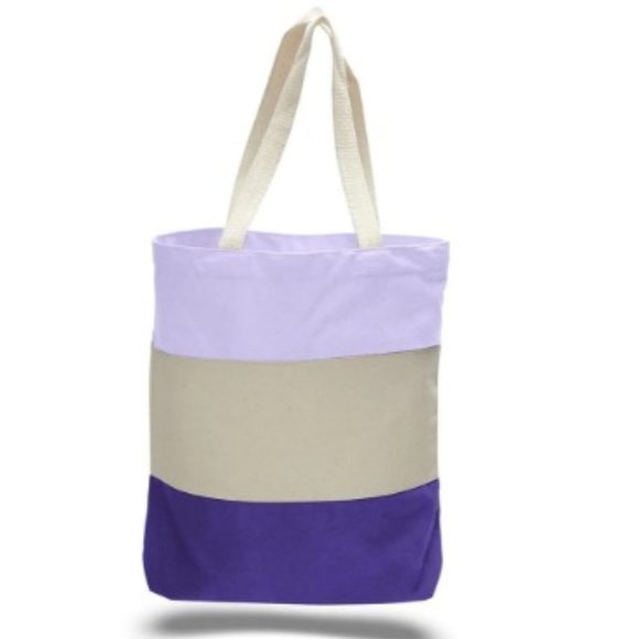 Purple tri-color tote bag - Picture 1 of 1